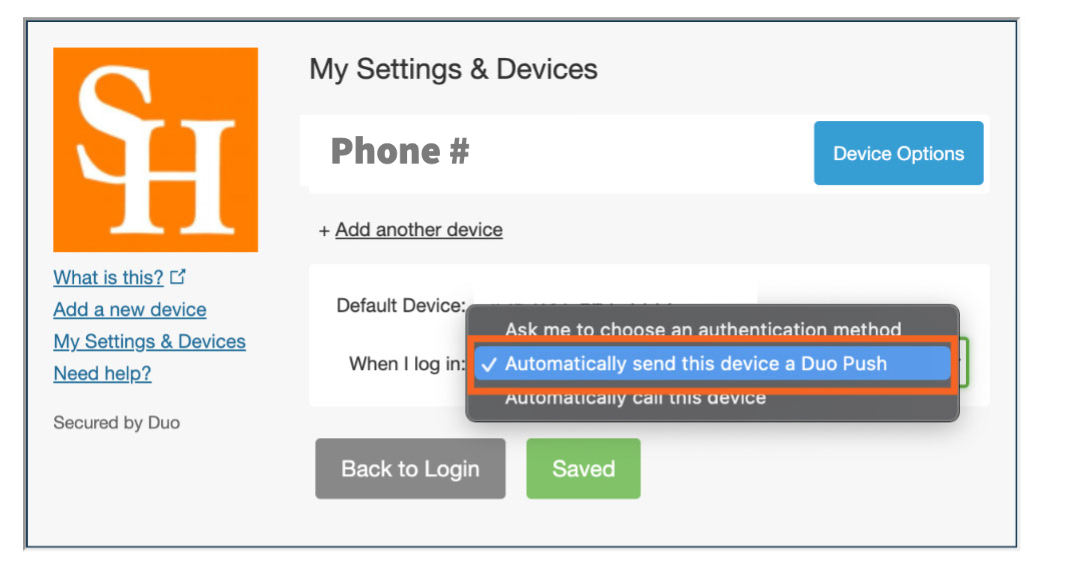 Duo Push Option